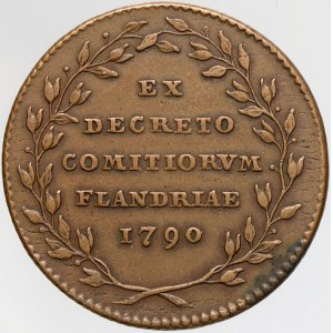 Belgické povstání (1789-90), Žeton na návrat svobod ve Flandrech. Ve věnci nápis s let. 1789 / ve věnci nápis s let...