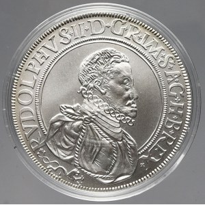 Rudolf II., Replika Kádnerova Jáchymovského tolaru Rudolfa II. Ag 0.999 40 mm 29 g, autor Lukáš 1997. Orig. etue...