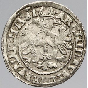 Rudolf II., Bílý groš 1581 K. Hora - Šatný. MKČ-376. n. nedor.