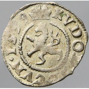 Rudolf II., Bílý peníz jednostr. 1599. MKČ-383. n. nedor.