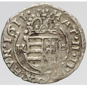 Matyáš II., Denár 1611 KB. Husz.-1141