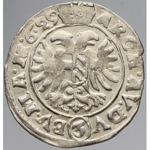 Ferdinand II., 3 krejcar (1)629 Praha - Hübmer. MKČ-760. lehce nedor.