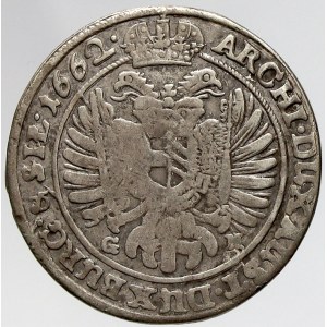 Leopold I., XV krejcar 1662 GH Vratislav - Hübner. Nech.-675