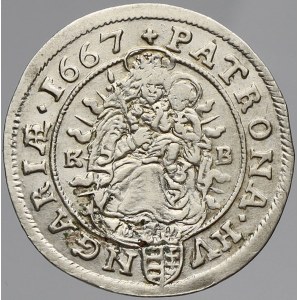 Leopold I., VI krejcar 1667 KB. Nech.-1188