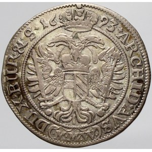 Leopold I., VI krejcar 1693 MMW Vratislav - Wackerl (španělský štít). Nech.-720. v portrétu n...