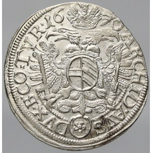 Leopold I., 3 krejcar 1670 Vídeň - Faber (kytička nad hlavou). Nech.-1968