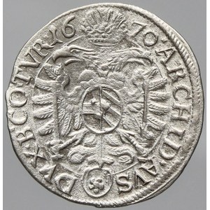 Leopold I., 3 krejcar 1670 Vídeň - Faber (X nad hlavou). Nech.-1968