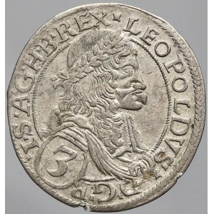 Leopold I., 3 krejcar 1672 Vídeň - Faber (D.G.R (3) .I.S.A.). Nech.-1969