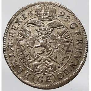 Leopold I., 3 krejcar 1698 GE Praha - Egerer (R (3) IMPER, kruhový štít). Nech.-210