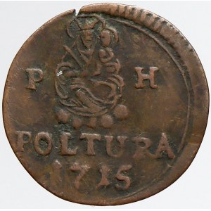 Karel VI., Poltura 1715, Cu odražek (1,11 g). Husz.-jako1631