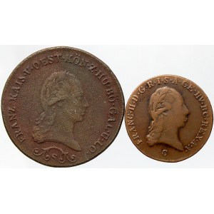 František II./I., Cu 3 krejcar 1812 S, 1 krejcar 1800 C