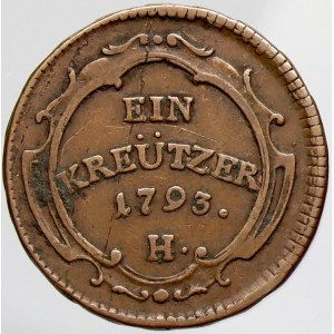 František II./I., Cu 1 krejcar 1793 H (KREÜTZER). dr. hr.