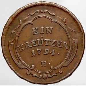František II./I., Cu 1 krejcar 1794 H (KREÜTZER). zcela n. hr.