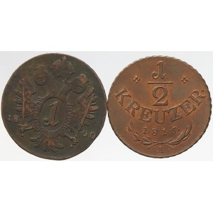 František II./I., Cu 1 krejcar 1800 C, ½ krejcar 1816 A. patina