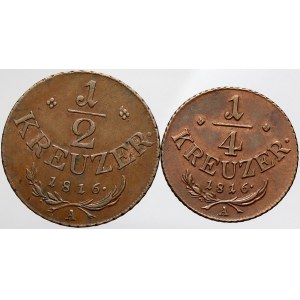 František II./I., ½ krejcar 1816 A, ¼ krejcar 1816 A (n. vada mat.)