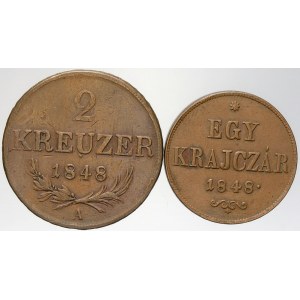 revoluční ražby, 2 krejcar 1848 A, Egy krajczár 1848