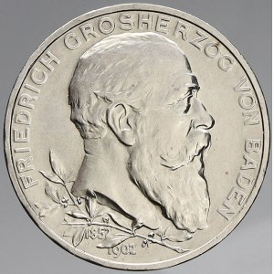 Baden, Fridrich I. (1856-1907). 5 M 1902 výročí vlády. KM-273. n. rysky