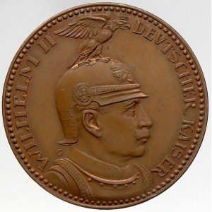 Prusko, 5 M 1913 císař v přilbě - ZKUŠEBNÍ RAŽBA, sign. G (Goetz). Cu 38 mm (9,63 g). rysky