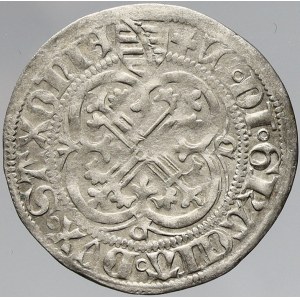 Sasko - Míšeň, Wilhelm III. Duryňský. Mečový groš z let 1457-64, minc. Gotha (mezi hřívou a ocasem kroužek)...