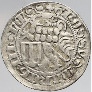 Sasko - Míšeň, Wilhelm III. Duryňský. Mečový groš z let 1457-64, minc. Gotha (mezi hřívou a ocasem kroužek)...