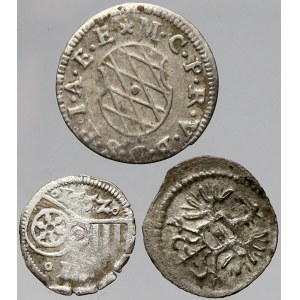 Německo - konvoluty, Drobné stříbrné mince staroněmeckých států - Kostnice,1 krejcar; Bavorsko, 2 krejcar 1625...