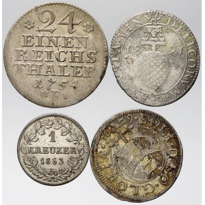 Německo - konvoluty, 4 stříbrné mince staroněměckých států