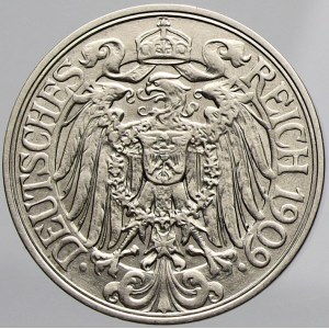 Drobné mince císařství po r. 1871, 25 pfennig 1909 A. KM-18