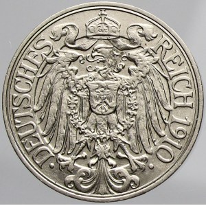 Drobné mince císařství po r. 1871, 25 pfennig 1910 A. KM-18