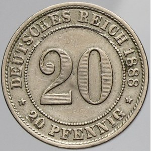 Drobné mince císařství po r. 1871, 20 pfennig 1888 D. n. hr.