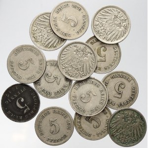 Drobné mince císařství po r. 1871, Konvolut - 5 pfennig