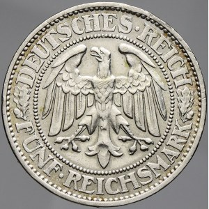 Výmarská republika, 5 RM 1931 F dub, kontramarka „B“ v ploše. KM-56. škr., dr. hry