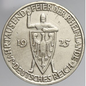 Výmarská republika, 3 RM 1925 D 1000 let Porýní. dr. vrypy