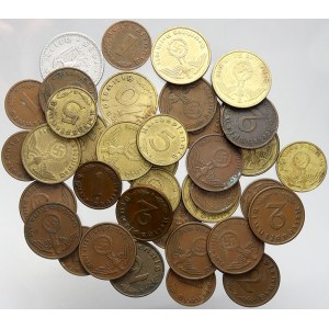 III. Říše, Konvolut drobných mincí (neobsahuje zinkové) 1, 2, 5, 10 pfennigů