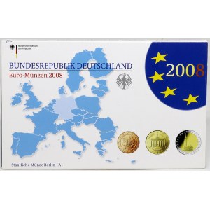 Sady oběhových mincí BRD, Sada oběhových mincí 2008 A. 1C - 2€. + 2€ Hamburg...