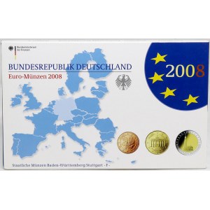 Sady oběhových mincí BRD, Sada oběhových mincí 2008 F. 1C - 2€ + 2€ Hamburg...
