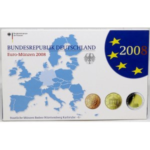 Sady oběhových mincí BRD, Sada oběhových mincí 2008 G. 1C - 2€ + 2€ Hamburg...