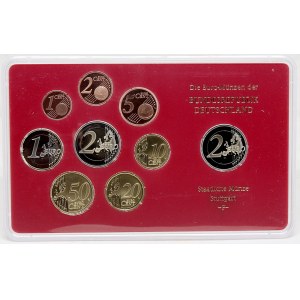 Sady oběhových mincí BRD, Sada oběhových mincí 2009 F. 1c - 2€. 2€ 10 let měnové unie, 2€ Sársko...