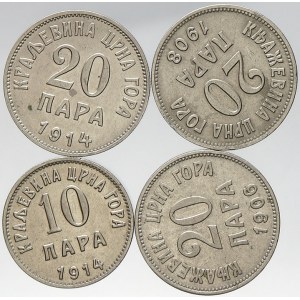 Černá Hora, Nikola I. (1860-1918). 20 para 1906, 1908, 1914, 10 para 1914. KM-4, 19, 18