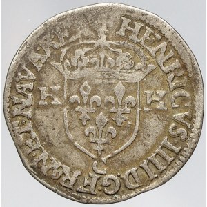 Francie, Jindřich IV. (1589-1610). Douzain HH 1593 C, minc. Saint-Lô. Sombart-4420