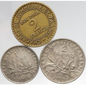 Francie, 2 frank 1918 (Ag), 1922, 1 frank 1918 (Ag). KM-845.1, 877, 844.1