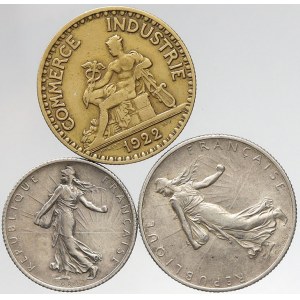 Francie, 2 frank 1918 (Ag), 1922, 1 frank 1918 (Ag). KM-845.1, 877, 844.1