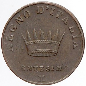 Itálie, Napoleon I. (1804-14). 1 centesimo 1812 M. KM-C-1.2. n. hr., patina