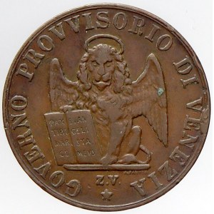 Itálie, Revoluce (1848-49). 5 centesimi 1849 Benátky. KM-C-183