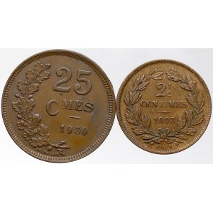 Lucembursko, 25 c. 1930, 2 ½ c. 1908. KM-42, 21