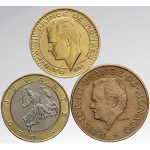 Monako, 10 frank 1951 a 1993. 20 frank 1979. KM-131, 154, 163