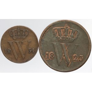 Nizozemí, 1 cent 1823 B, ½ cent 1854