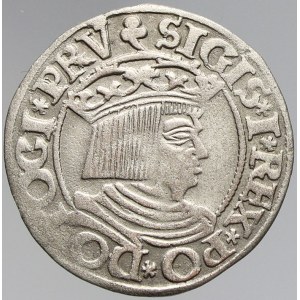 Polsko, Zikmund I. Starý (1506-48). Groš 1535 Gdaňsk, zn. trojlístek / trojlístek. Kop.-7310