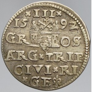 Polsko, III groš 1592 Riga. Iger-R.92.1c