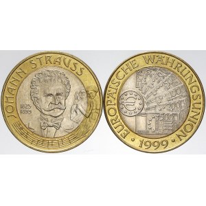 Rakousko, republika, 50 schilling 1999 Freud, 1999 Štraus. KM-3057, 3061
