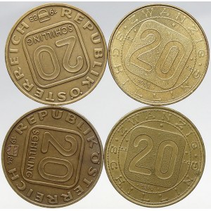 Rakousko, republika, 20 schilling 1980, 1993 Mänergruppe, 1983 Hochosterwitz, 1984 Grafenberg. KM-2946.1, 2960.1, 2965...